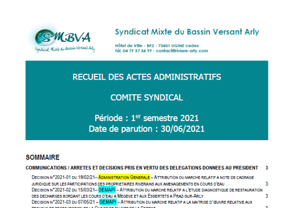 Le recueil des actes administratifs du 1er semestre 2021 est paru