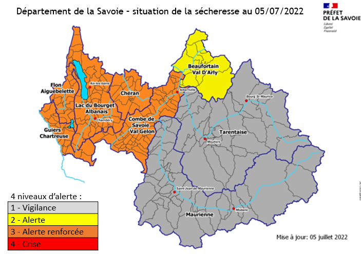 Sécheresse Savoie au 05/07/22